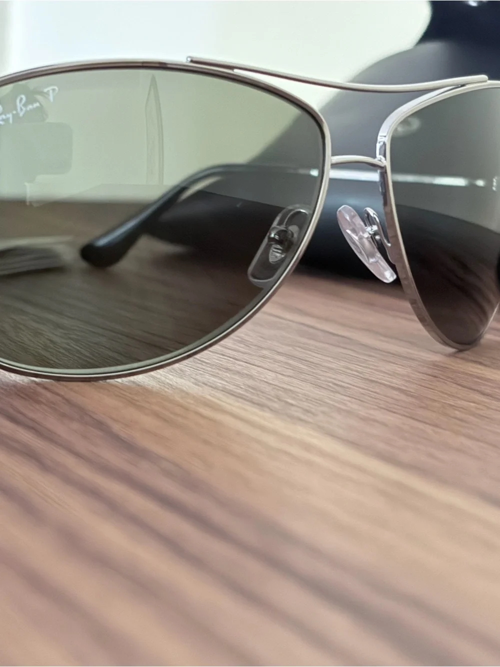 Ray-Ban Silver Frame Sunglasses with Dark Gray Lenses